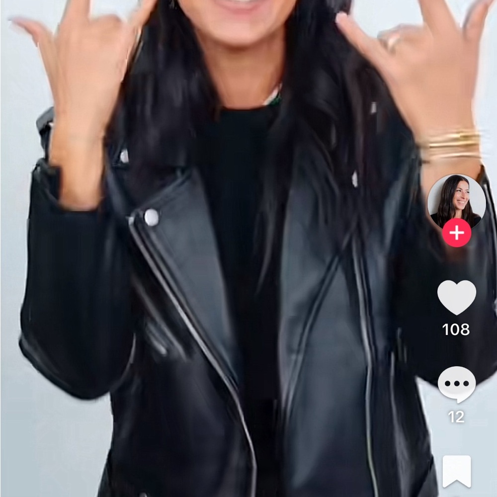 Black Leather Biker Jacket by Rebecca Minkoff - Picture 7 of 9